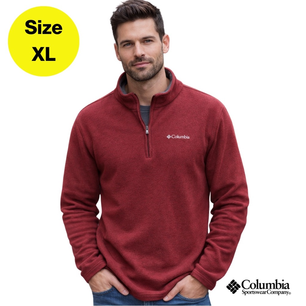 COLUMBIA ❤️ Men's Quarter Zip-Up COMFY Fleece Pullover Sweater (Size X-Large)